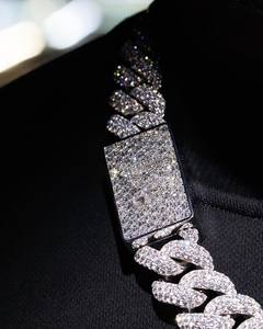 Cadena Cubana VVS1 Moissanite, Plata de Ley 925 / Oro Blanco de 14K, Hecha a Mano, Cadena Cubana para Hombre, Estilo Hip Hop para Fiestas - Product Image 4