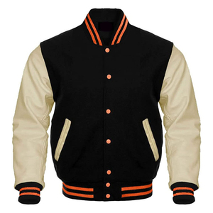 Customized Coated Embroidery Men's Baseball Varsity <b>Jacket</b> Contrast Sleeves Soft Breathable <b>Lining</b> Woolen Fabric High Quality - Product Image 1