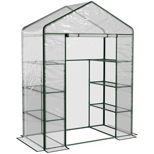 Outsunny Serre de jardin en acier et PVC transparent avec porte roulante, 143x73x195 cm, vert - Product Image 1
