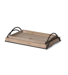 Plateau en bois de forme et de taille personnalisées au design vintage Plateau de service en bois de qualité supérieure avec poignée en métal à bas prix - Product Image 4