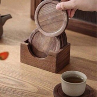 Sous-verres modernes de style japonais en noyer massif noir de qualité supérieure, tapis, plateaux à thé, isolation thermique, écologiques, réutilisables, 10 mm