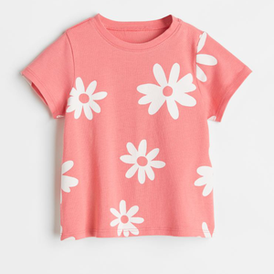 Camiseta con estampado de sublimación suave de algodón a la moda para bebés, niños, niñas pequeñas, camiseta de manga corta tejida para niños, patrón liso - Product Image 1