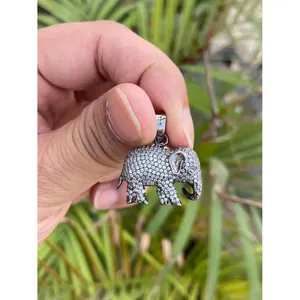 Pendentif éléphant en argent 925 avec placage rhodium, bijou pendentif orné de diamants et d'opales, style religieux, idéal pour les cadeaux - Product Image 4