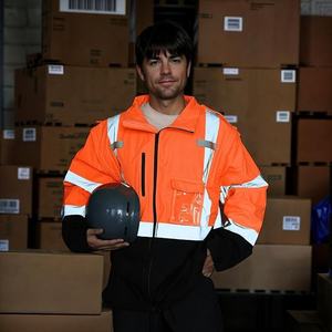 Veste de sécurité imperméable haute visibilité pour hommes OEM Premium Capuche détachable avec poches réfléchissantes pour l'été - Product Image 2