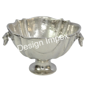 Cuenco de enfriamiento de champán, Cubo de almacenamiento de cubitos de hielo de aluminio fundido estilo Pedestal, cuenco plateado, encimera, enfriador de vino, logotipo personalizado - Product Image 1