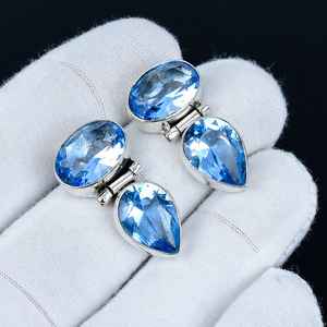 Clous d'oreilles en Tanzanite, en argent sterling 925 massif, bijoux mignons de haute qualité, cadeau pour la meilleure amie, anniversaire, Noël - Product Image 4