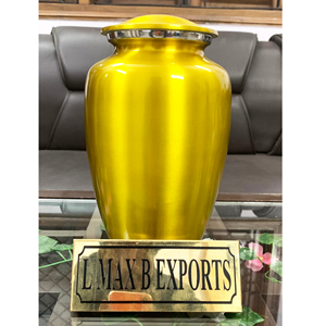 Urnas de cremación para adultos de color amarillo transparente de aluminio para cenizas humanas con bolsa de terciopelo gratis precio al por mayor - Product Image 1