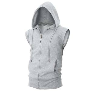Nouveaux hommes à capuche poche zippée sans manches gilet à capuche avec fermeture éclair vêtements pour hommes vêtements grande taille débardeurs sweats à capuche - Product Image 3
