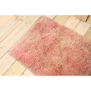 Tapis turc, petit tapis vintage 2,1x2,6 pieds, tapis en laine à imprimé animal rose - Product Image 4