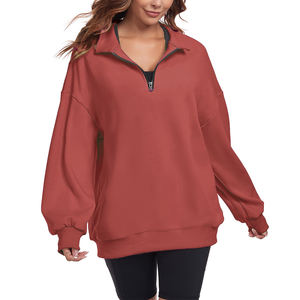 Logo écologique et respirant pour les hauts d'hiver Sweat-shirt d'entraînement en coton décontracté avec devant Athlétique à manches longues pour femmes - Product Image 1