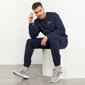 Conjunto de chándal de algodón azul personalizado, venta al por mayor 2025, colección de invierno de gran oferta, chándal de talla grande para hombre, traje de jogging transpirable - Product Image 1
