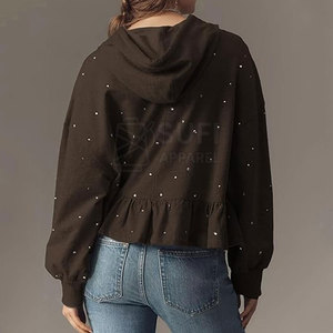 Sudaderas Glamurosas de Punto con Pedrería para Mujer, con Logotipo Frontal, Modernas, 100% Algodón, Ecológicas y Transpirables - Product Image 3