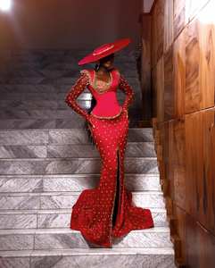 Elegante Vestido de Novia Somalí con Escote en V, Antiarrugas, con Sujetador Incorporado, Mezcla de Seda, Tela de Encaje en Colores Pastel, Largo hasta el Suelo, para Bodas Nikah - Product Image 2