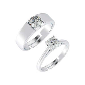 NOVAMART Fine Premium 925 Pure Sterling Silver Men's <b>Ring</b> Rhodium Plated with Diamond and Zircon Inlay Perfect Gift for <b>Couples</b> - Product Image 1