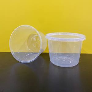 Récipients alimentaires en plastique de forme ronde d'injection avec couvercle en plastique PP à emporter Transparent Logo personnalisé imprimé en usine 16oz 18oz - Product Image 1
