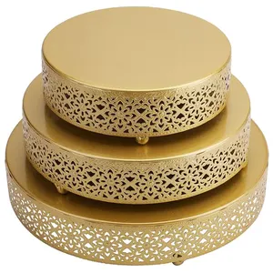 Set bestehend aus 3 eleganten Hochzeitstortenständen Metallständer für Kuchen-Dekoration Gebäck Cupcakes Kuchen-Vorführständer Nachtischständer benutzerdefinierte goldene Farbe