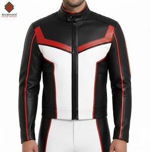 Red Synthetic Leather Winter Casual Bomber <b>Jacket</b> with Zipper and <b>Mandarin</b> <b>Collar</b> OEM Service - Product Image 5