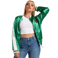 Veste bomber en satin pour femme de bonne qualité, boutonnée, surdimensionnée, coupe-vent, style streetwear, veste en soie satinée pour femme