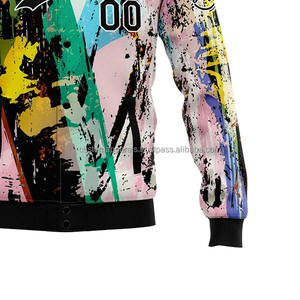 Chaqueta universitaria de lana 100% personalizada para hombre, cuello levantado, estilo icónico, logotipo bordado en la parte delantera, modelo transpirable a prueba de viento, 2017 - Product Image 6