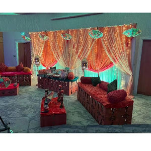 Punjabi Wedding Stage Decors Canada Wedding Golden Paisley <b>Props</b> Stage Set Fiber Pillars New Style Wedding Stage - Product Image 5