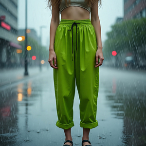 Ropa de calle de talla grande, pantalones impermeables para lluvia, pantalones cortavientos de nailon 100% para mujer, pantalones cortavientos para exteriores para mujer - Product Image 4