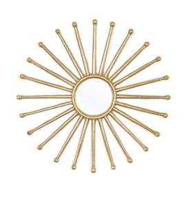 Miroir mural décoratif en métal de luxe, design argenté, forme ronde avec des pointes, pour restaurant, maison, hôtel, villas - Product Image 6