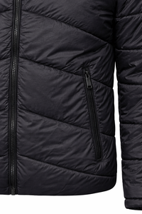 Veste matelassée à capuche noire pour homme, matelassage chevron, légère, pour l'hiver, fabrication sur mesure OEM ODM, vente en gros - Product Image 3