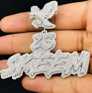 Breloques personnalisées en diamant véritable 3 carats, plaqué or blanc 14 carats, argent sterling, pour fête - Product Image 4