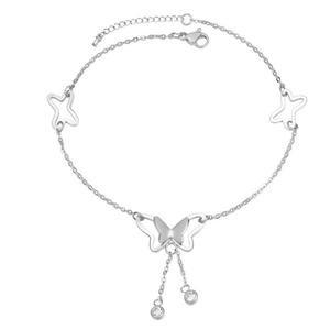 Wholesale Summer Fashion Minimalist Women's Titanium Steel <b>Anklets</b> with Zircon and Butterfly Design - Product Image 2