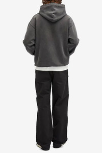 Sweat à capuche anthracite surdimensionné confortable et élégant avec poche avant au design minimaliste et logo subtil parfait pour un usage quotidien - Product Image 4
