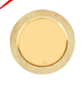 Dernier look plaque de chargeur de forme ovale en acier inoxydable en métal fini doré pour restaurant et bar d'hôtel - Product Image 3