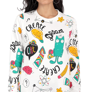 Sweats à capuche et sweat-shirt pour femmes à la mode axés sur l'exportation Premium élégant imprimé col rond Slim Fit sweat pour les femmes pas cher - Product Image 3