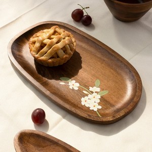 Plateau ovale en bois de mangue écologique Bella 12,5 pouces X 7 pouces X 0,6 pouces Peint à la main Passe au lave-vaisselle Biodégradable pour cadeaux - Product Image 3