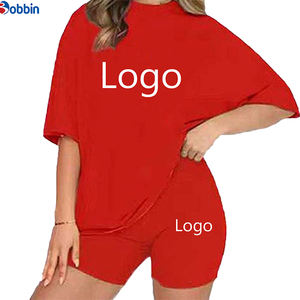 High Quality Cotton Drop Shoulder Oversized <b>T</b> <b>Shirt</b> <b>Shorts</b> <b>Set</b> Unisex Custom Logo <b>Women's</b> Streetwear 2 Pcs Workout Matching <b>Set</b> - Product Image 3