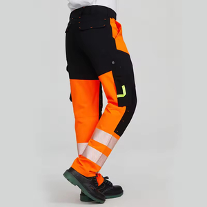 Men's High Visibility Breathable CE Certified Orange <b>Work</b> <b>Cargo</b> <b>Pants</b> Reflective Stripes Multiple Pockets for Safety - Product Image 5