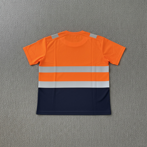 <b>Hi</b>-<b>Vis</b> mens Safety Orange fluorescent tshirt custom printed logo Breathable Mesh fabric Certified for Construction mens <b>t</b>-<b>shirt</b> - Product Image 4