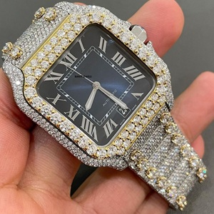 Montre automatique carrée en moissanite glacée de luxe, style hip-hop, montre-bracelet en diamant - Product Image 3