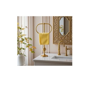 Classic brass <b>towel</b> stand ideal for vintage style <b>bathrooms</b> adding charm with practical <b>towel</b> organization for families - Product Image 6