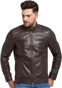Chaquetas de cuero para hombre, ropa, chaqueta para hombre, chaqueta de cuero para motocicleta desgastada con cremallera completa para hombre - Product Image 4