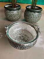 Urli Moderno de Plata Alemana Tradicional con Diseño de Loros Tallados, Tazón de Metal Plateado para Decoración del Hogar, Decoración de Fiestas, Idea de Regalo para Diwali