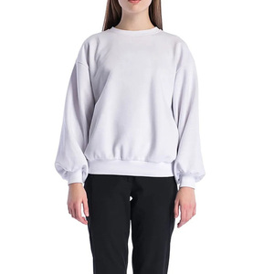 Sudaderas de mujer de color personalizado de alta calidad bordado impreso Logo diseño cuello redondo algodón polar transpirable mujeres sudaderas - Product Image 2