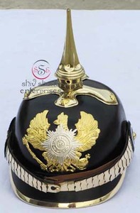 Casque allemand médiéval en cuir Pickelhaube, costume médiéval portable pour Halloween, agate, métal, décoration de maison, cadeau - Product Image 5