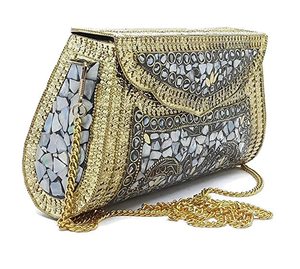 Sac à main en mosaïque d'or de qualité supérieure fait à la main, ornements de bijoux à la mode, M/S SHAAD HANDICRAFTS, élégant pour les mariages et les fêtes - Product Image 5