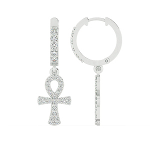 GRA Certified 14k Rose White Gold Plated 925 <b>Sterling</b> <b>Silver</b> <b>Drop</b> <b>Earrings</b> Cute Hip Hop Diamond Cross Design for Women - Product Image 4