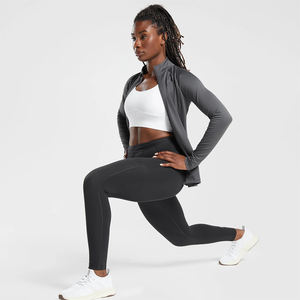 Zipper Up Sports <b>Jacket</b> Gray Color Long Sleeve <b>Women</b> Zip Up Fitness Yoga <b>Jacket</b> Winter Warm Gym Top Activewear - Product Image 4