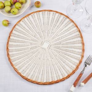 Woven <b>placemat</b> round wicker charger plate artisan handmade <b>table</b> mat eco friendly stylish boho <b>dining</b> for home restaurant event - Product Image 2