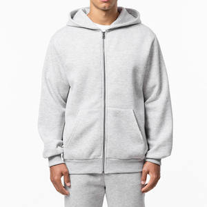 Ventes en gros de survêtements surdimensionnés pour hommes en coton French Terry avec fermeture éclair, poches, broderie de patch, fournisseur écologique aux États-Unis - Product Image 3