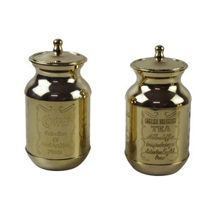 โถคุ้กกี้ดีไซน์สีทองคลาสสิกพร้อมภาชนะโลหะทองเหลืองดีไซน์ที่ดีที่สุดสำหรับอุตสาหกรรมน้ำตาลชาโลหะ - Product Image 2