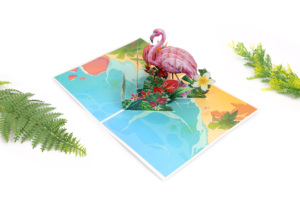 Cartes d'animaux en papier 3d d'artisanat de couleur rose Cartes de voeux pour des occasions de haute qualité Personnaliser la commande - Product Image 3