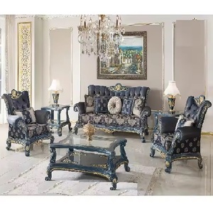 Ensemble de canapés de salon en teck de haute qualité, sculptés à la main, au design moderne, avec taille et couleur personnalisables - Product Image 1